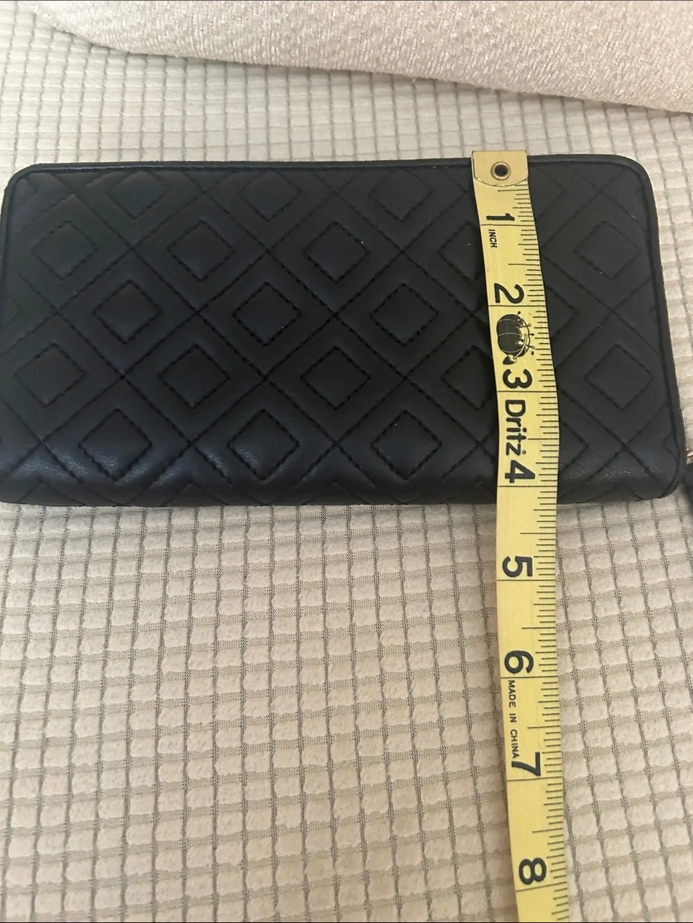 Tory Burch Black Quilted Leather Zip-Around Wallet